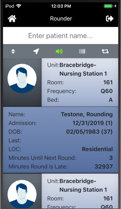 IOS app for scanning patient observations and rounds in myAvatar